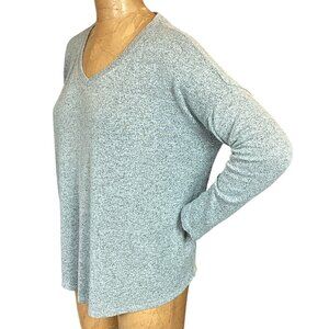 Well Worn Womens V Neck Soft Brushed Top L (12-14) Blue-Gray Heather #315L